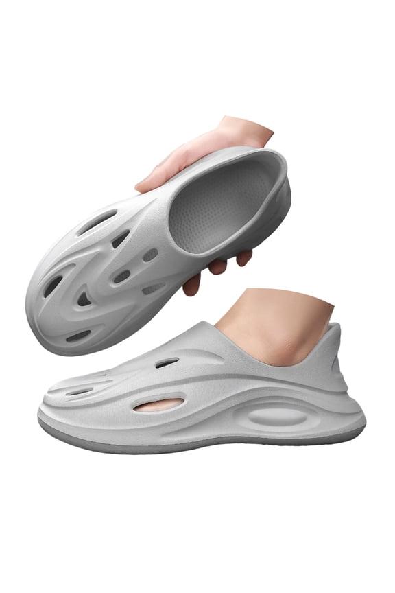 Men's Foam Runner Sneakers Cloud Slides Pillow Closed Toe Sandals Non Slip Sports Lightweight Walking Shoes with Arch Support Size 8,Grey