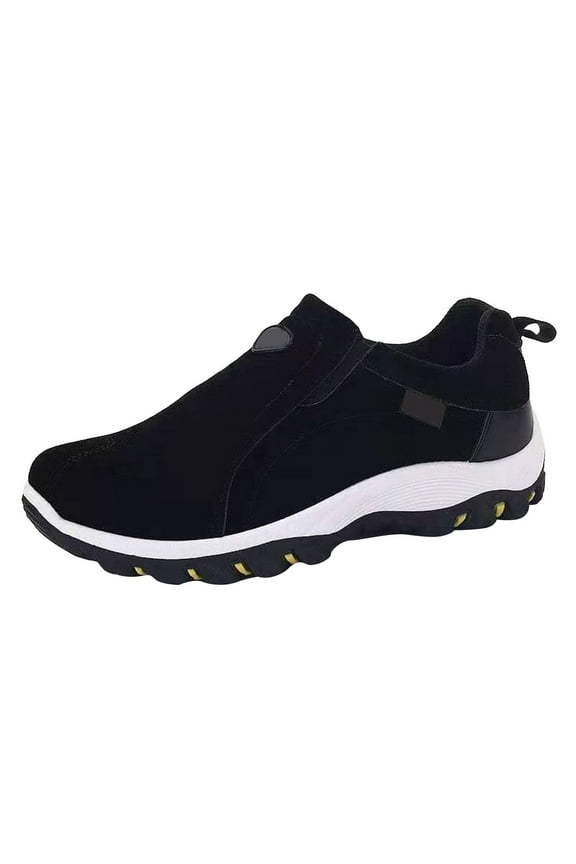 Men's Hands Free Slip on Loafers Walking Casual Running Shoes Suede Hiking Sneakers Black 7