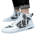 thumbnail image 1 of Dakaela Men's High Top Canvas Sneakers Lace up Casual Running Walking Shoes Barefoot Flats Black 7.5, 1 of 7