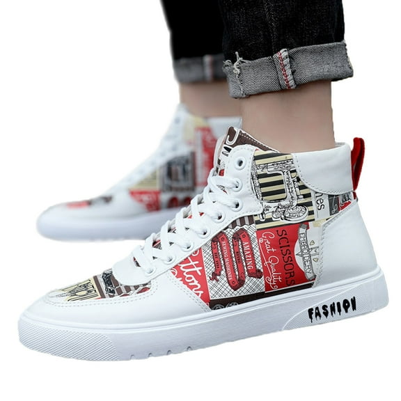 Dakaela Men's High Top Canvas Sneakers Lace up Casual Running Walking Shoes Barefoot Flats Red 10