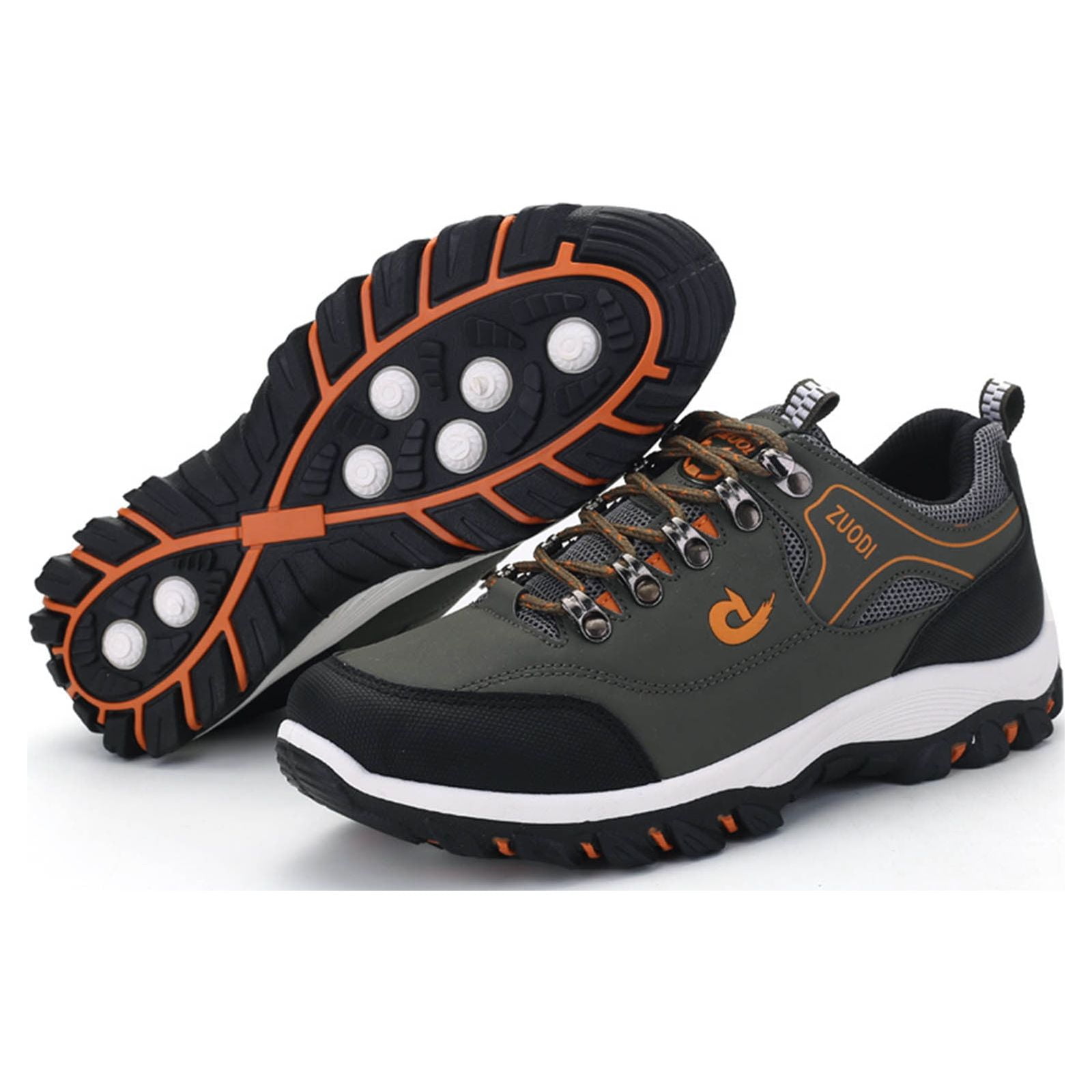 Dakaela Men's Hiking Shoes Waterproof Anti Slip Ankle Boots Hike Trekking Trails Running Oxfords Green 8.5