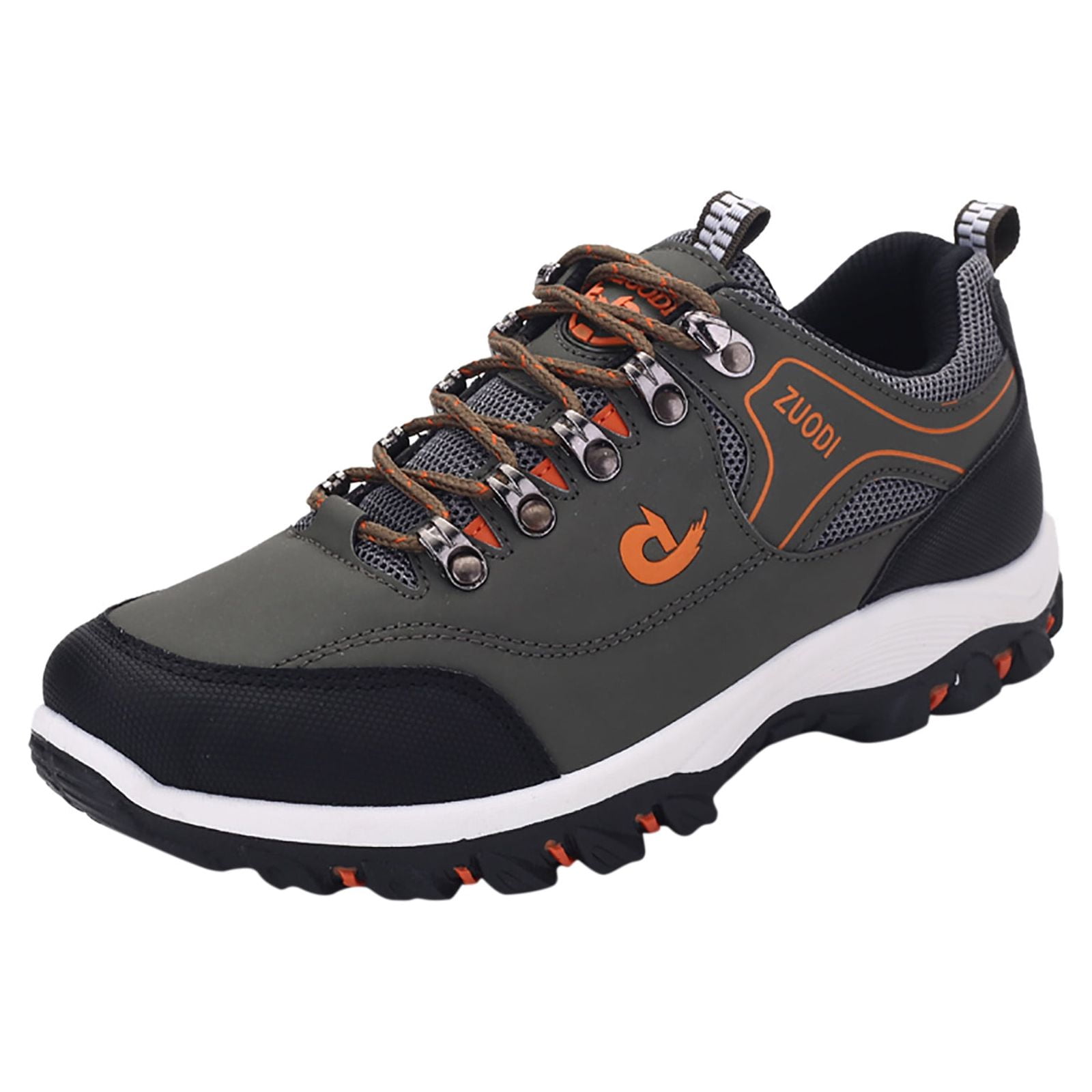 Dakaela Men's Hiking Shoes Waterproof Trekking Walking Work Sneakers Arch Support Tennis Shoes Green 10.5