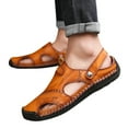 thumbnail image 1 of Dakaela Men's Leather Hollow Athletic Sandals Slip on Roman Casual Mules Shoes with Adjustable Strap, 1 of 8