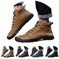 thumbnail image 1 of Dakaela Men's Leather Shoes Lace up Slip on Flats Loafers High Top Ankle Work Boots Waterproof Walking Driving Booties Black 7.5, 1 of 9