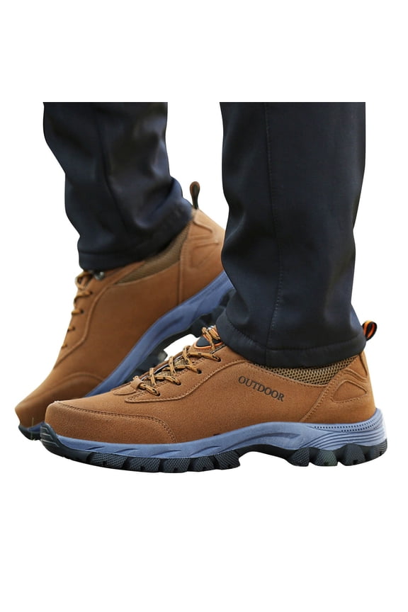 Men's Low Top Hiking Shoes Waterproof Anti Slip Running Sneakers for Trailing Camping Brown 10