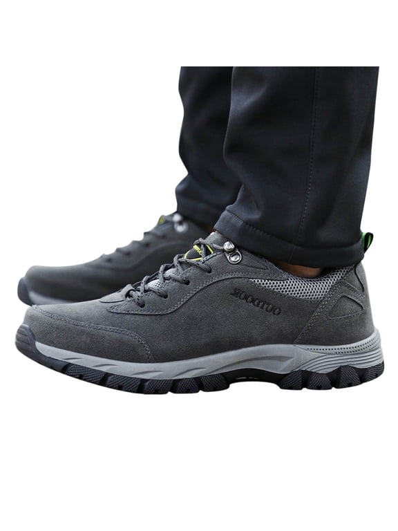 Men's Low Top Hiking Shoes Waterproof Anti Slip Running Sneakers for Trailing Camping Gray 9