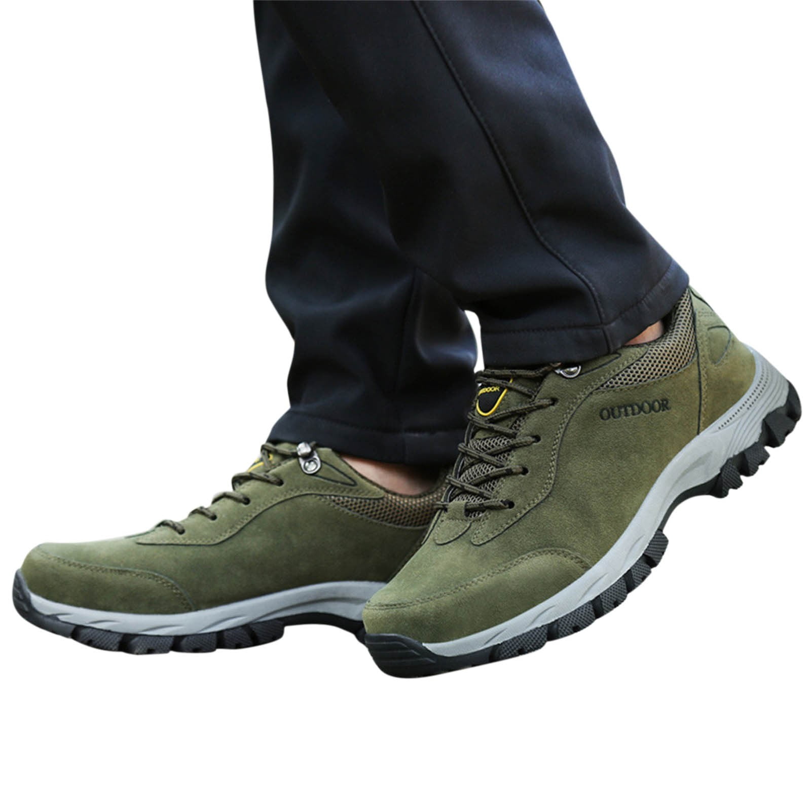 Dakaela Men's Low Top Hiking Shoes Waterproof Anti Slip Running Sneakers for Trailing Camping Green 10.5