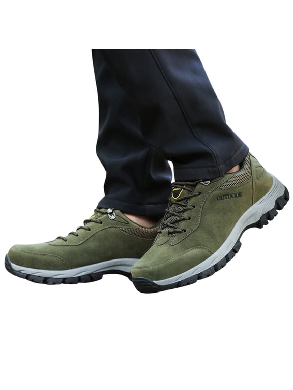 Men's Low Top Hiking Shoes Waterproof Anti Slip Running Sneakers for Trailing Camping Green 8
