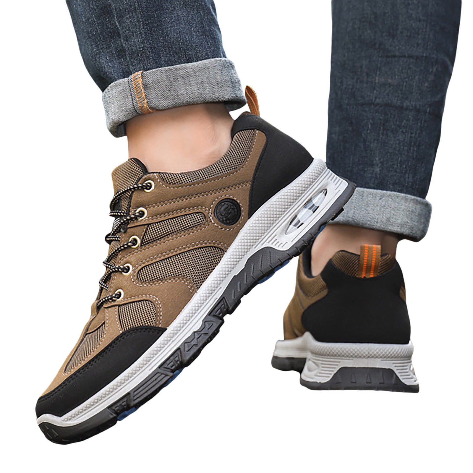 Dakaela Men's Low Top Hiking Shoes Waterproof Trekking Outdoor Work Sneakers Breathable Running Shoe