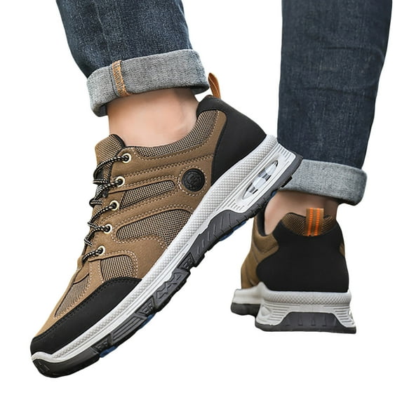 Dakaela Men's Low Top Hiking Shoes Waterproof Trekking Outdoor Work Sneakers Breathable Running Shoe