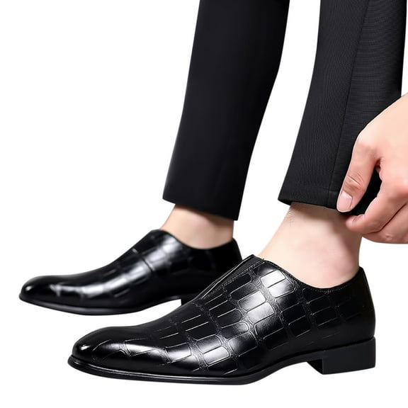 Dakaela Men's Oxford Dress Shoes Leather Business Casual Loafers Formal Tuxedo Derby Shoes Black 10.5