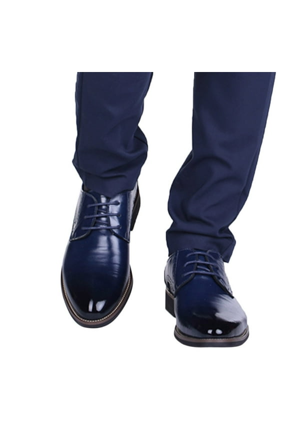 Men's Oxford Shoes Business Formal Derby Dress Sneakers Wingtip Casual Slip on Loafers Blue 10