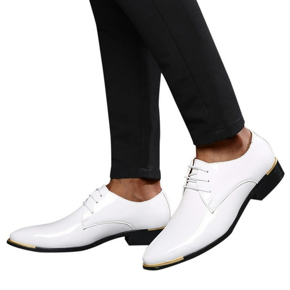 Dakaela Men's Oxfords Classic Dress Lace up Shoes Business Casual Walking Loafers Sneakers White 12
