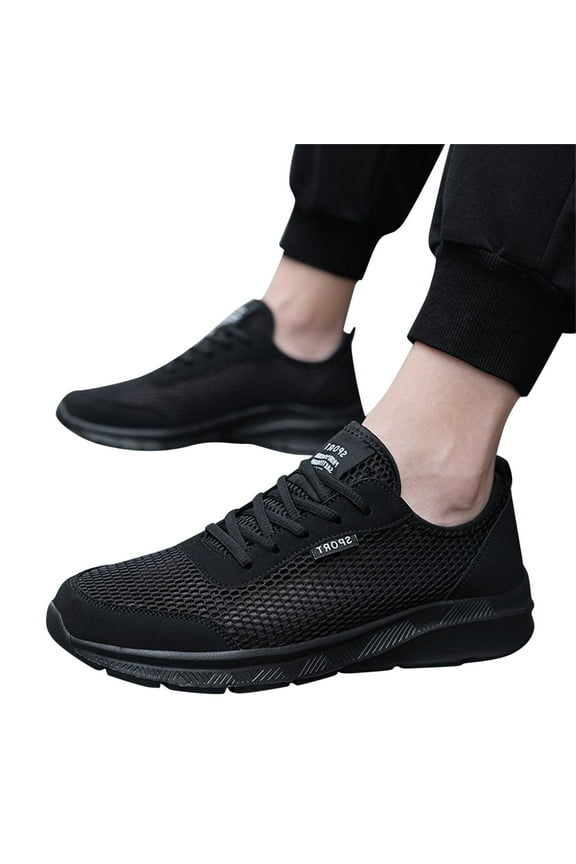 Men's Running Shoes Breathable Walking Fashion Sneakers Mesh Workout Casual Sports Shoe Black 10