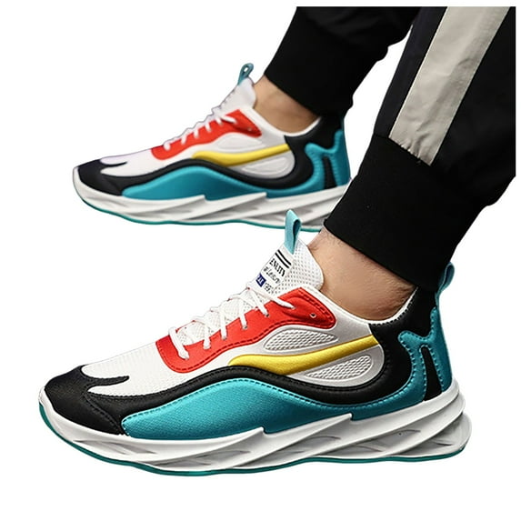 Dakaela Men's Running Shoes Breathable Walking Tennis Sneakers Lightweight Slip on Sport Shoes Green 10.5