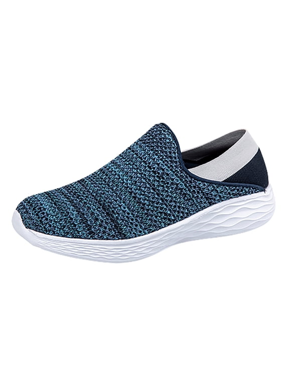 Men's Running Shoes Casual Slip on Walking Tennis Sneakers Breathable Mesh Sport Mules Blue 9.5