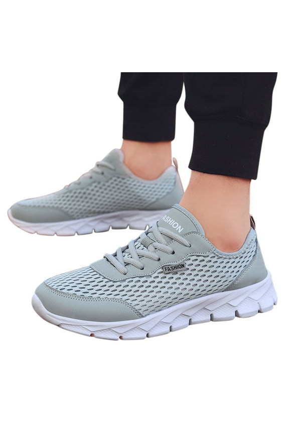 Men's Running Shoes Lightweight Walking Casual Fashion Sneakers Mesh Sport Tennis Shoe Grey 11.5