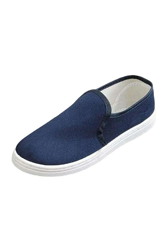 Men's Sneakers Low Top Slip on Shoes Wide Canvas Causal Dress Walking Flats Loafers Blue 9.5
