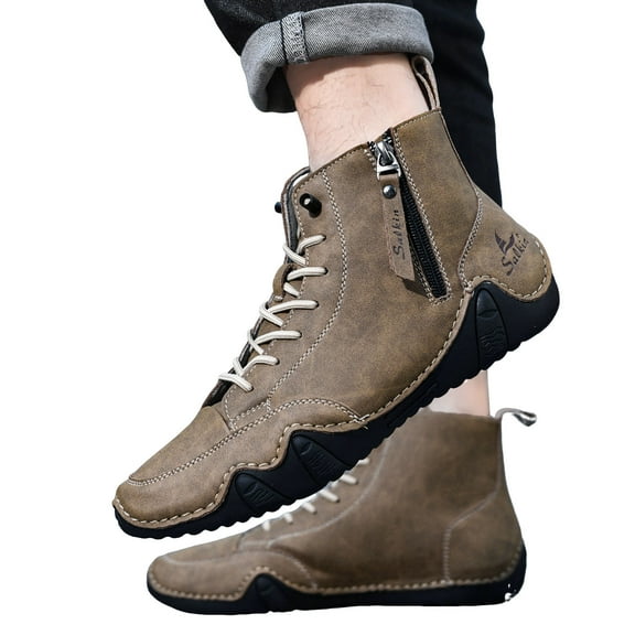 Dakaela Men's Suede Chukka Boots Lightweight Barefoot Walking Shoes High Top Slip on Hiking Sneakers