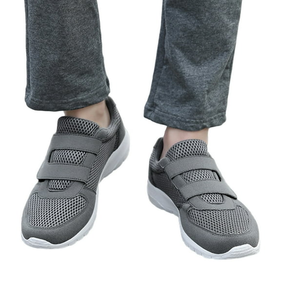 Dakaela Men's Walking Shoes Casual Slip on Tennis Gym Running Sneakers Soft Sole Mesh Flats Grey 11