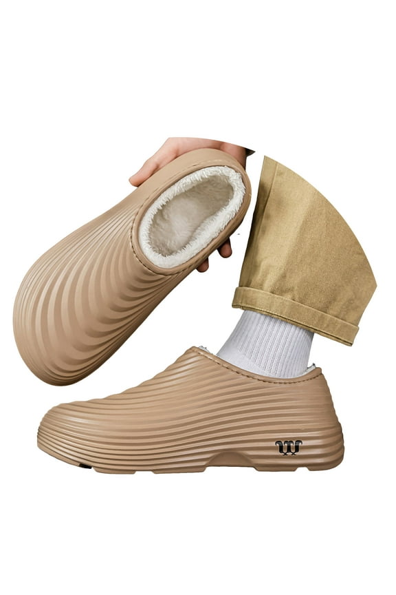 Men's Waterproof Chef Shoes Plush Lined Winter Warm Slip on Shoes Comfortable Garden Work Booties