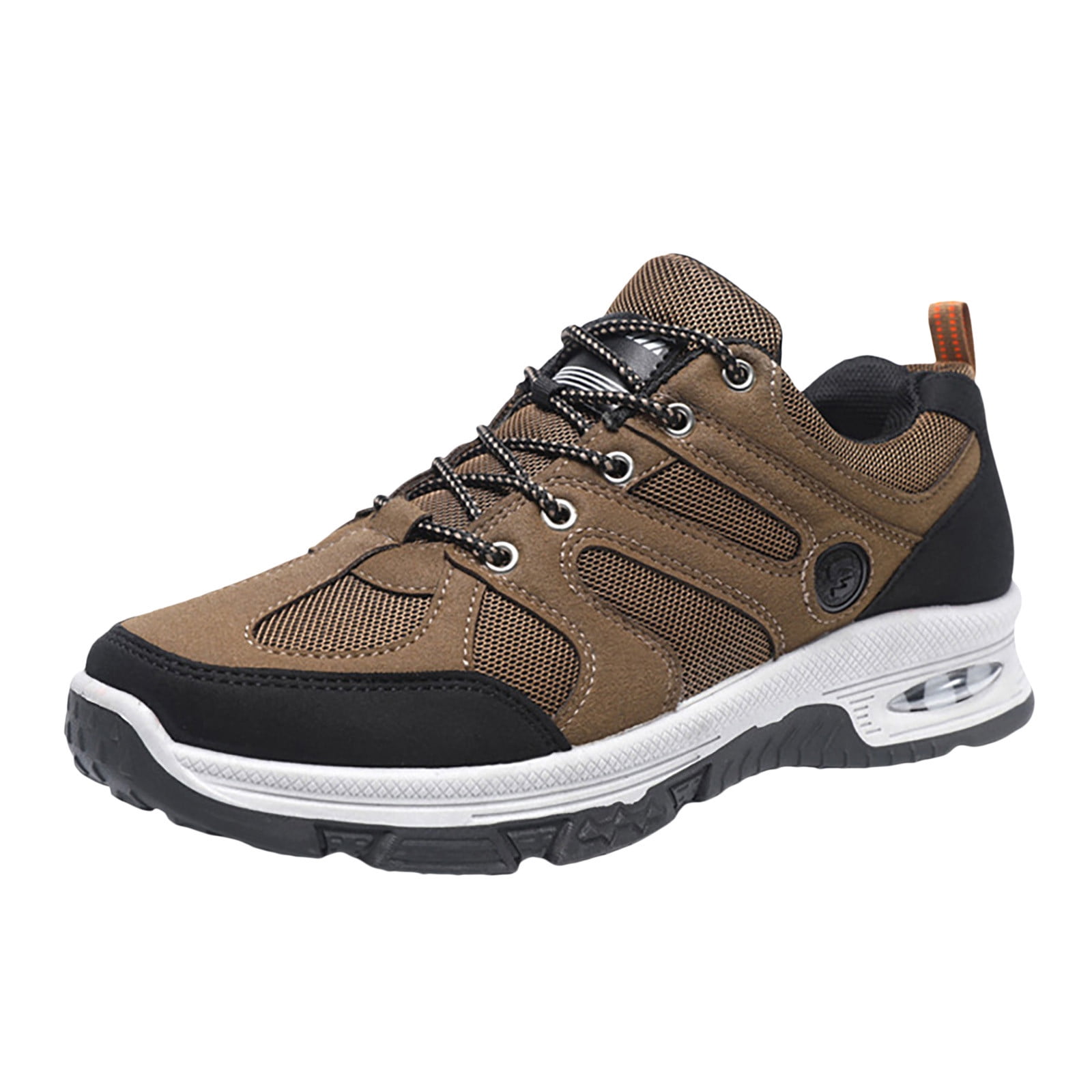 Dakaela Men's Waterproof Hiking Shoes Leather Outdoor Walking Work Sneakers for Camping Trekking Khaki 8