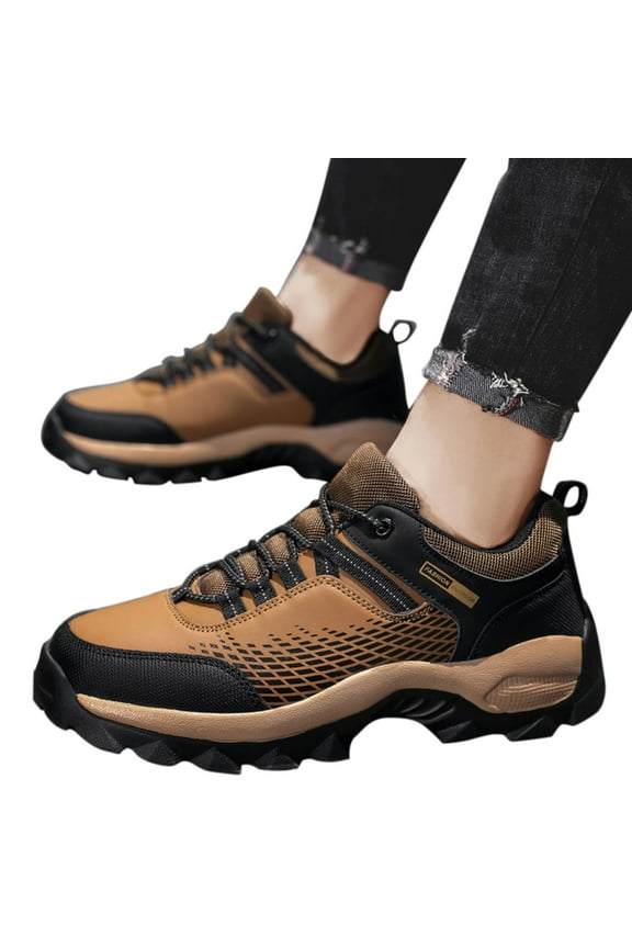 Men's Waterproof Hiking Shoes Lightweight Anti Slip Ankle Boots Trekking Trails Sneakers Brown 9