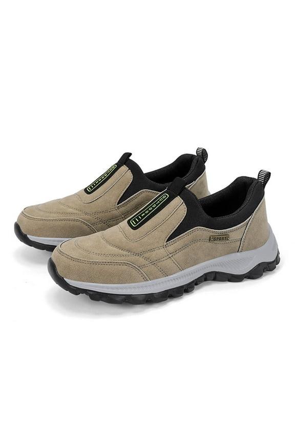 Men's Waterproof Slip on Shoes Orthopedic Walking Hiking Walking Casual Loafer Sneakers Khaki 7.5