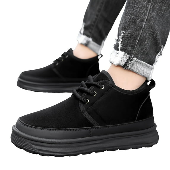 Dakaela Men's Winter Snow Boots Suede Chukka Lace up Combat Ankle Booties Platform Warm Outdoor Casual Hiking Shoes