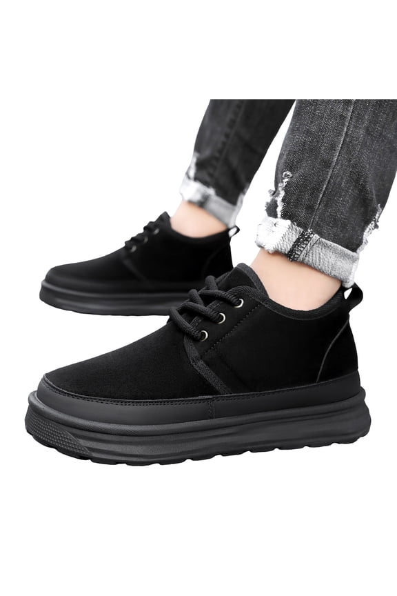 Men's Winter Snow Boots Suede Chukka Lace up Combat Ankle Booties Platform Warm Outdoor Casual Hiking Shoes