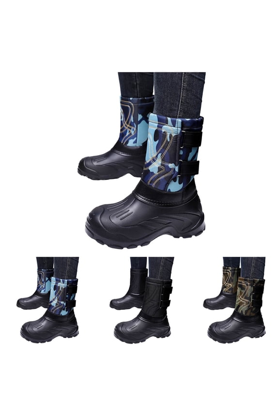 Men's Winter Snow Boots Waterproof Insulated Mid Calf Work Boots Comfortable Cold Weather Outdoor Shoes Black Size 7.5