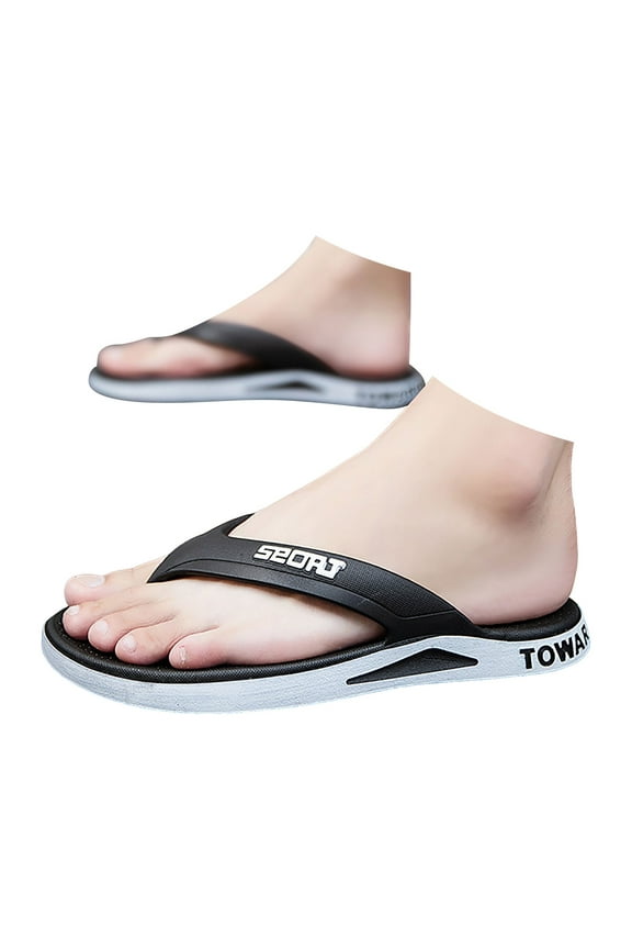 Men's Women's Flip Flops Non Slip Casual Shower Shoes Summer Walking Thong Sandals Black 7.5
