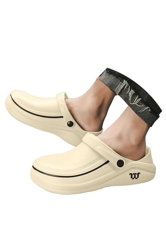 Mens Arch Support Work Clogs Non Slip Orthopedic Garden Shoes Comfortable Casual Slides Sandals for Chef Nurse Beige 10.5