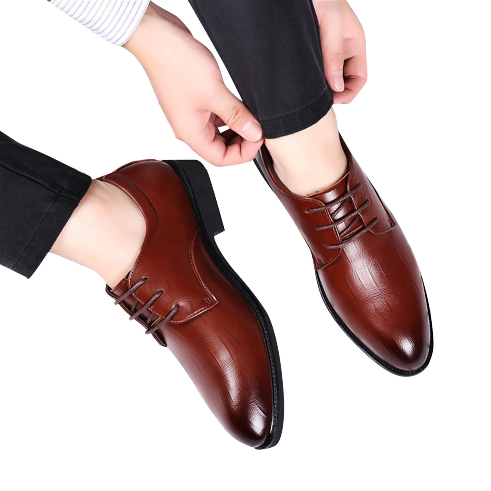 brown non slip dress shoes Amazon.com | Brown Dress Shoe Laces Mens Dress Oxford Shoes for Men Lace Up Round Burnished Toe Wing tip Leather Non Slip Block Heel Low Top Anti-Slip Slip Resistant Wedding(6.5)