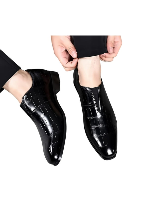 Mens Hands Free Oxfords Slip on Business Formal Classic Captoe Dress Shoes for Men Black 13.5