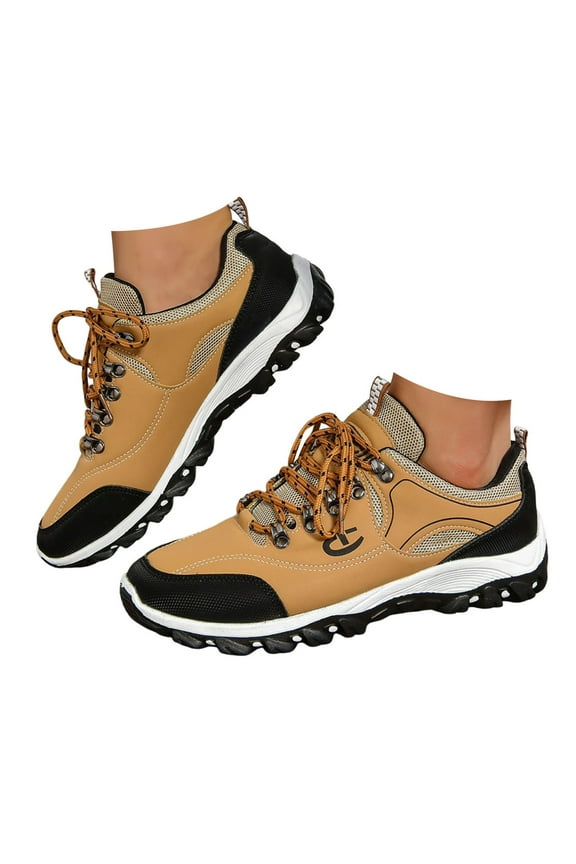 Mens Hiking Shoes Comfort Low Top Trekking Climbing Walking Shoe Outdoor Work Sneakers Brown 7