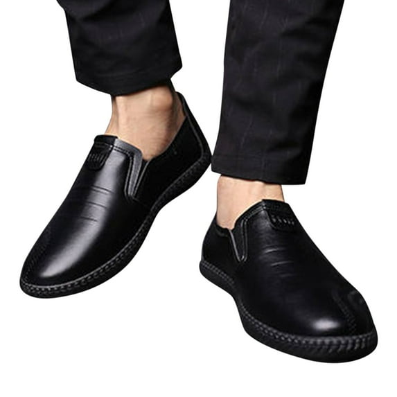 Dakaela Mens Leather Slip on Loafers Business Formal Dress Shoes Casual Work Derby Oxfords for Men