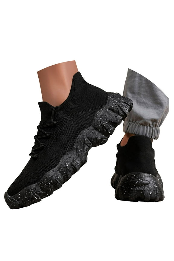 Mens Non Slip Walking Sneakers Breathable Athletic Gym Workout Tennis Running Shoes Black 7.5