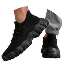 Dakaela Mens Non Slip Walking Sneakers Breathable Athletic Gym Workout Tennis Running Shoes Black 7.5