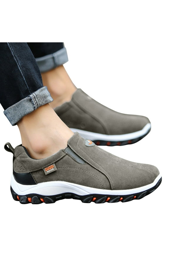 Mens Slip on Loafers Walking Shoes Hands Free Comfort Casual Flat Running Sneakers Grey 8.5