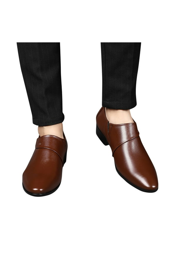 Mens Slip on Penny Loafer Formal Casual Dress Shoes Wedding Business Tuxedo Work Oxfords Brown 10.5