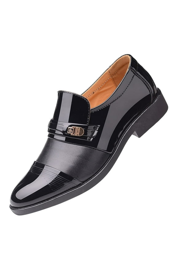 Mens Slip on Penny Loafers Business Casual Dress Shoes Formal Tuxedo Leather Oxfords Black 10