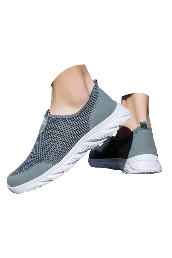 Mens Slip on Running Shoes Mesh Breathable Tennis Fashion Sneakers Gym Workout Sport Flats