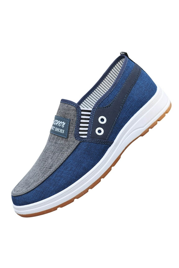 Mens Slip on Shoes Arch Support Canvas Loafers Casual Orthopedic Walking Deck Shoes Blue 9