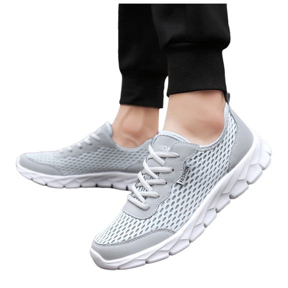 Dakaela Mens Slip on Walking Shoes Breathable Running Tennis Fashion Sneakers with Arch Support Grey 8