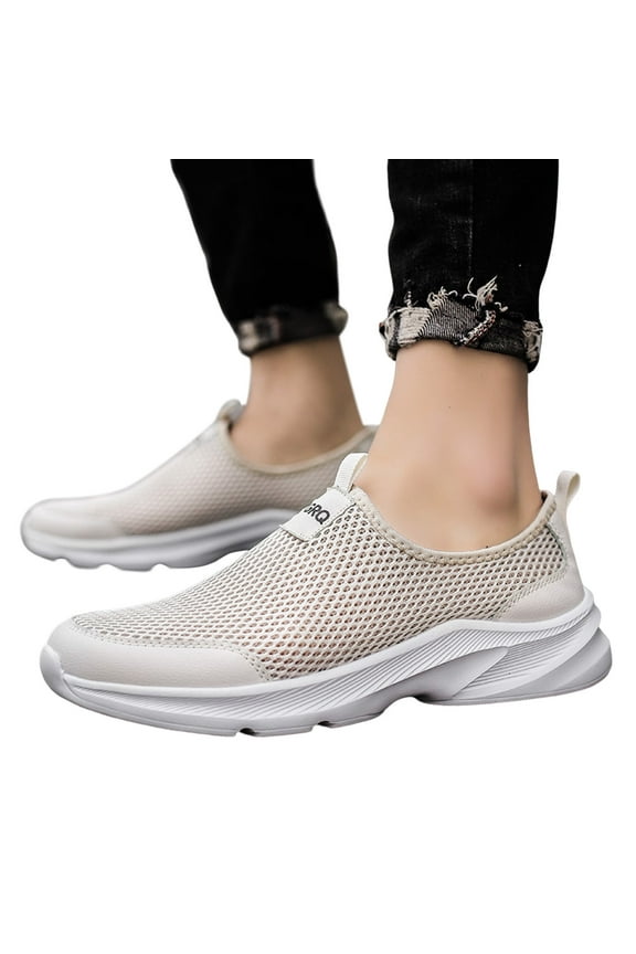 Mens Slip on Walking Shoes Lightweight Knit Mesh Tennis Sneakers Tennis Athletic Casual Flats