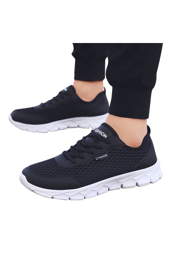 Mens Slip on Walking Shoes Non Slip Tennis Running Shoe Workout Mesh Fashion Sneakers Black 11.5