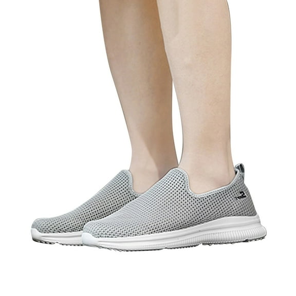 Dakaela Mens Walking Shoes Casual Slip on Sneakers Athletic Running Mesh Knit Flats for Men Grey 8