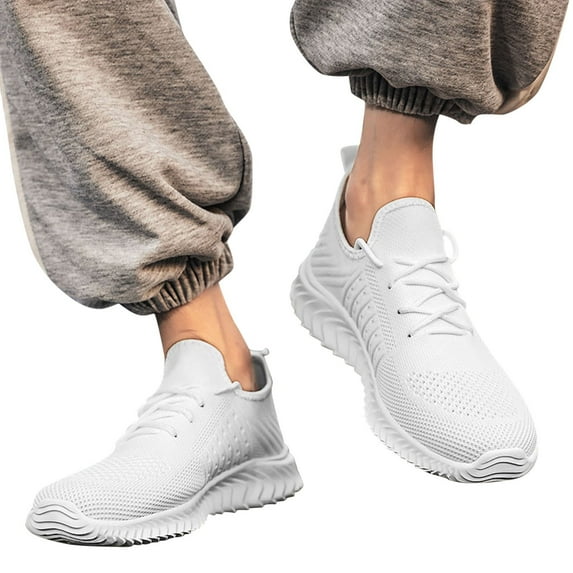 Dakaela Mens Walking Shoes Non Slip Running Tennis Sneakers Breathable Sport Casual Shoes for Men White 9