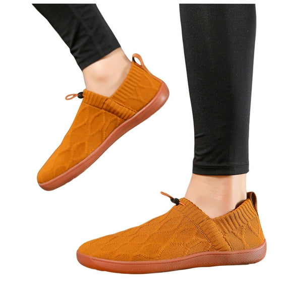 Dakaela Mens Walking Shoes for Men Athletic Slip on Sneakers Breathable Mesh Knit Running Flats Brown 6.5